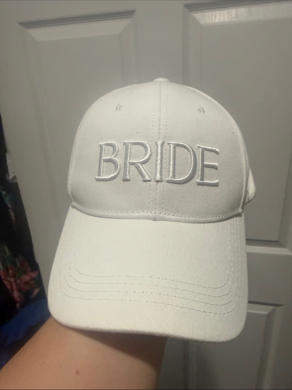 BRIDE Embroidered White Baseball Cap